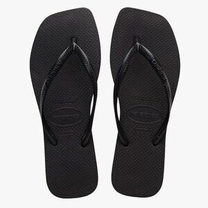 HAVIANAS | Square toe slim flip flops | Black | US 9/10